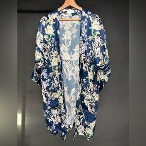 Anine Bing Tiger Floral Print Silk Kimono Jacket